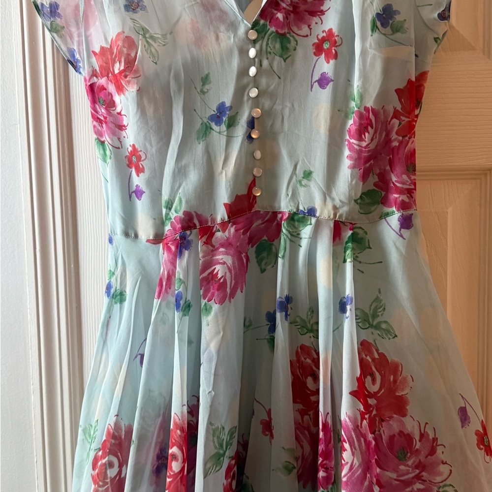 Hell Bunny Pink and Red Pleated Tiered Sundress